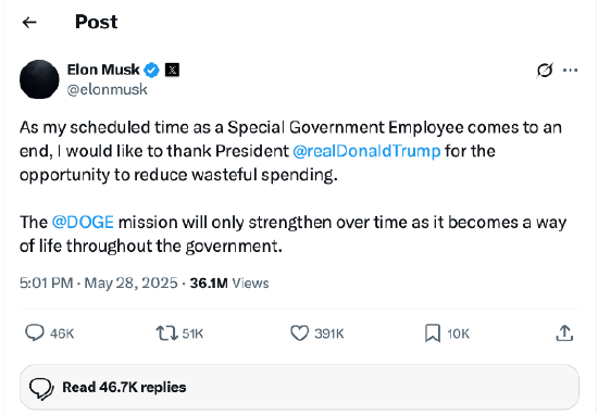 硅谷观察：电锯杀手黯然退场，马斯克白宫梦醒了？  第2张