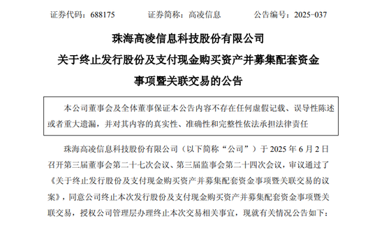 突发！688175，重大资产重组终止！  第1张