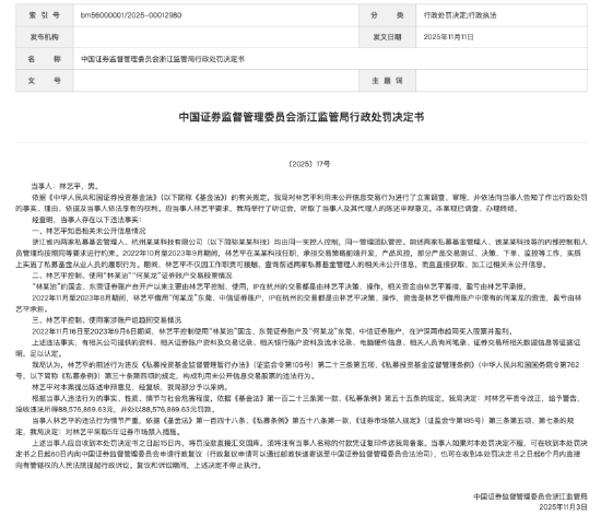 “老鼠仓”再现！私募从业人员林艺平“监守自盗”：非法获利近8858万元，被罚没1.77亿元，遭市场禁入5年  第1张